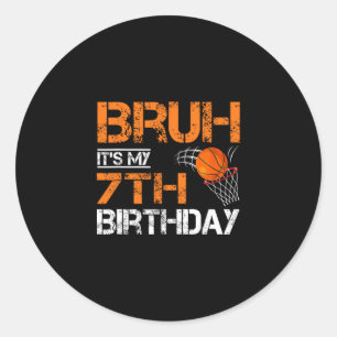 Bruh It's My 7th Birthday Sketll 7 Year Old Player Classic Round Sticker