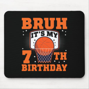 Bruh It's My 7th Birthday Sketll 7 Year Old Player Mouse Pad