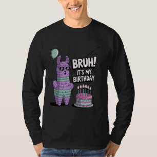 Bruh Its My Birthday Llama Party Boys Pinata Girls T-Shirt
