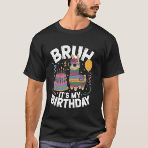 Bruh Its My Birthday Llama Pinata Boy Girl Family  T-Shirt