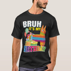 Bruh Its My Birthday Llama Pinata Boy Girl Family  T-Shirt