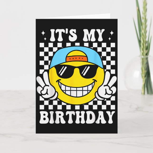 Bruh It's My Birthday Peace Sign Smile Birthday Fo Card (Front)