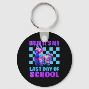 Bruh Its My Last Day Of School Gaming Llama Gamer Key Ring