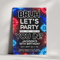 Bruh Laser Tag Glow Birthday Invitation