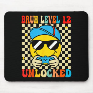 Bruh Level 12 Unlocked Smile Face Video Gamer 12th Mouse Pad