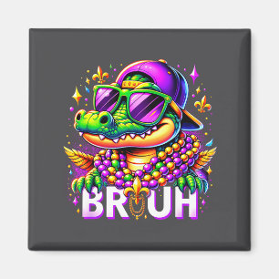Bruh Mardi Gras Alligator For Kids Boys Mens New O Magnet