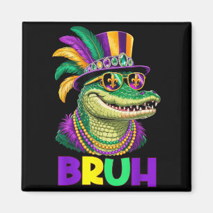 Bruh Mardi Gras Boys Kids Mardigator Alligator Magnet