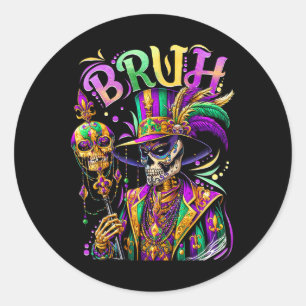 Bruh Mardi Gras Doctor New Orleans Skeleton Mardi Classic Round Sticker