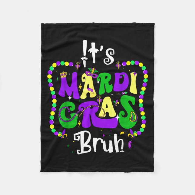 Bruh Mardi Gras Teens Boys Kids Mardi Gras  Fleece Blanket (Front)