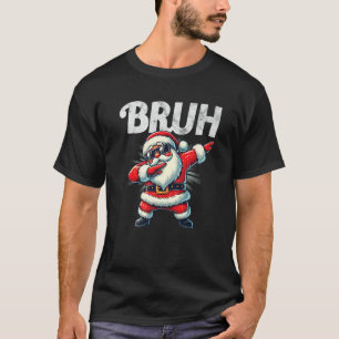 Bruh Meme Cool Dabbing Santa Funny Christmas Boys  T-Shirt