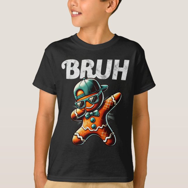 Bruh Meme Cool Gingerbread Dabbing Funny Christmas T-Shirt (Front)