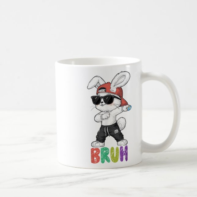 Bruh Meme Easter Day Dabbing Bunny Easter Bruh Boy Coffee Mug (Right)