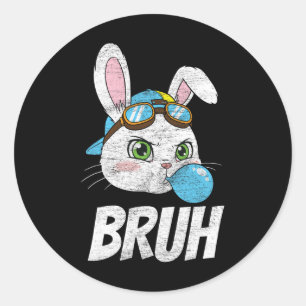 Bruh Meme Easter Day Funny Bunny Eggs Toddler Boys Classic Round Sticker