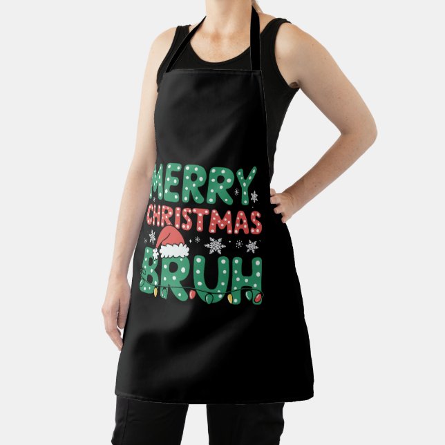 Bruh Meme Funny Saying Bro Greeting Christmas  Apron (Insitu)