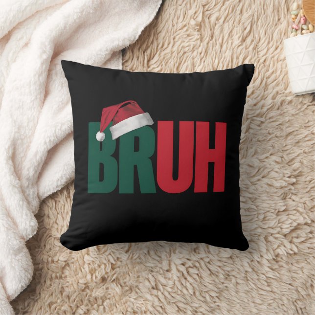 Bruh Meme Funny Saying Bro Greeting Christmas Cushion (Blanket)