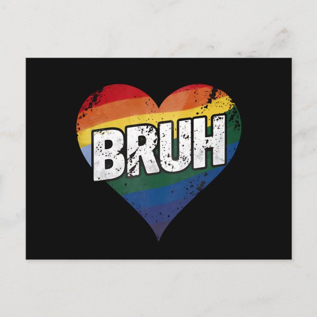 Bruh Meme Funny Saying Bro Greeting Gay LGBT Pride Postcard (Front)