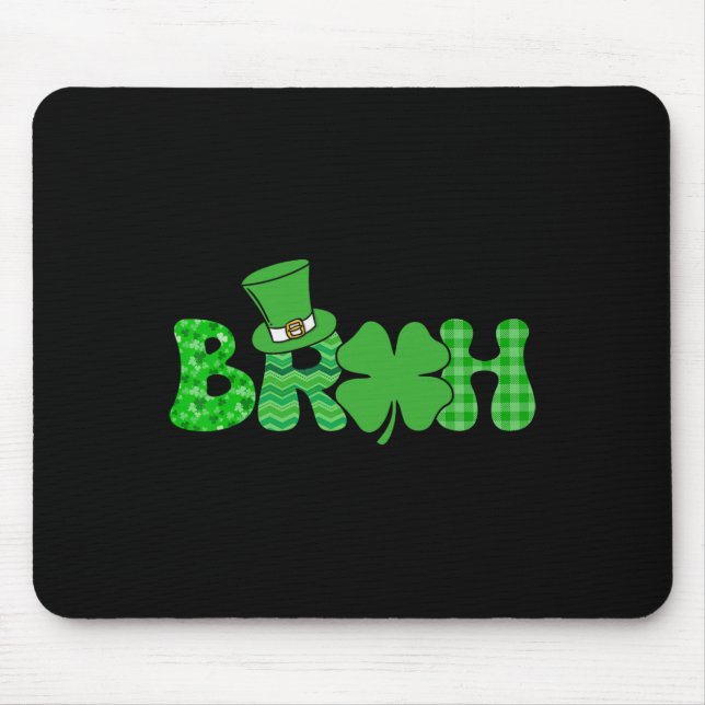 Bruh Meme Funny St Patricks Day Shamrock Irish  Mouse Pad (Front)