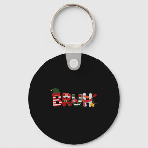 Bruh Merry Christmas Funny Santa Squad Pajamas Xma Key Ring