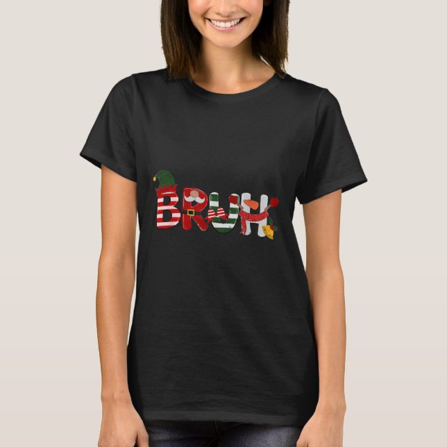 Bruh Merry Christmas Funny Santa Squad Pyjamas Xma T-Shirt (Front)