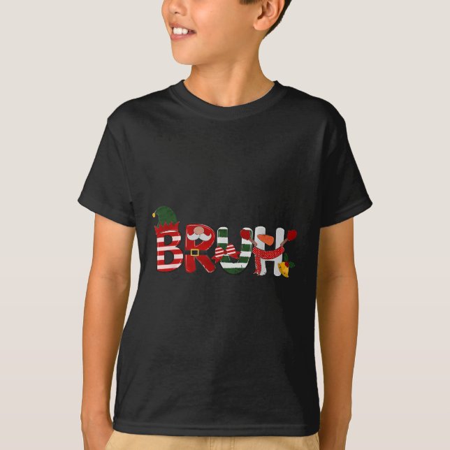 Bruh Merry Christmas Funny Santa Squad Pyjamas Xma T-Shirt (Front)
