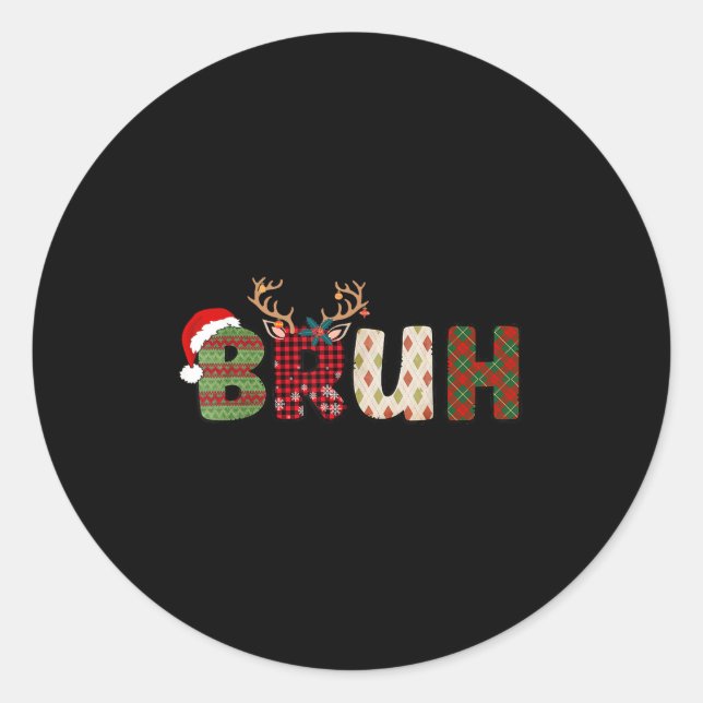 Bruh Merry Christmas Santa Squad Pyjamas Family Xm Classic Round Sticker (Front)