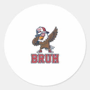 Bruh Patriotic Eagle Vintage Engraving T-Shirt Des Classic Round Sticker