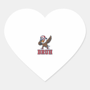 Bruh Patriotic Eagle Vintage Engraving T-Shirt Des Heart Sticker