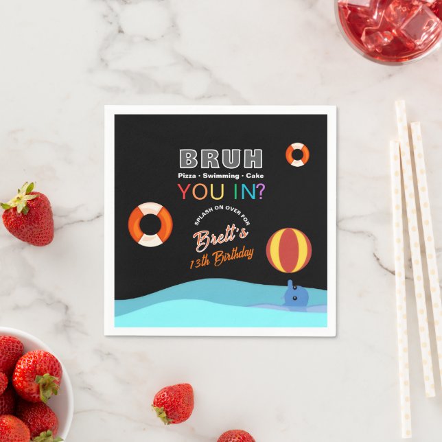 Bruh Pool Party Birthday  Napkin (Insitu)
