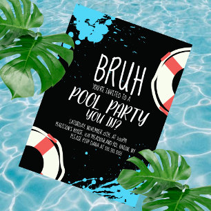 Bruh Pool Party Life Saver Birthday Invitation