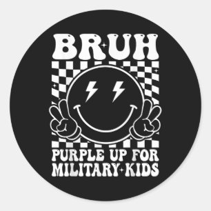 Bruh Purple Up For Military Kids Month Military Ch Classic Round Sticker