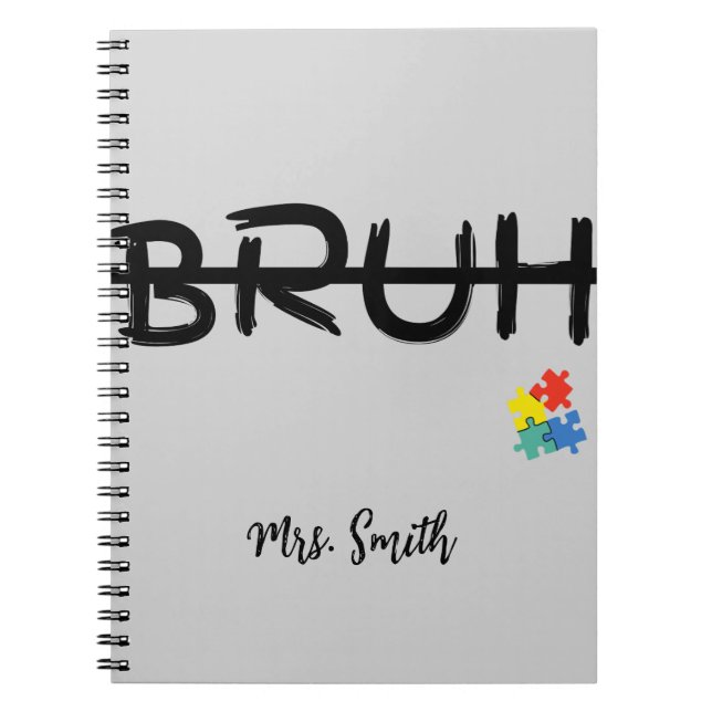 Bruh Puzzle Personalised Teacher Notebook (Front)
