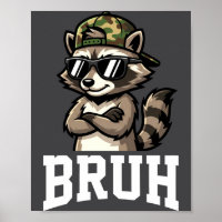 Bruh Raccoon Camo Hat Funny Youth Teens Kids Slang