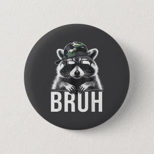 Bruh Raccoon Trash Racoon Camo Hat Youth Teens Kid 6 Cm Round Badge