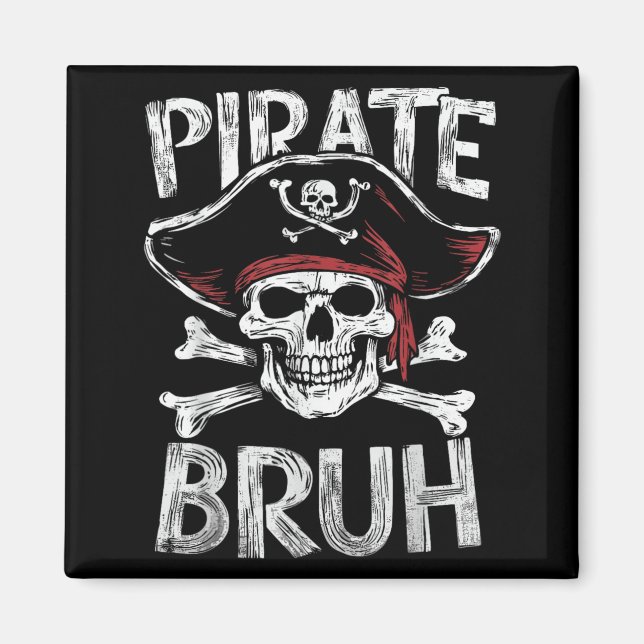 Bruh rate Skull Crossbones Halloween Magnet (Front)