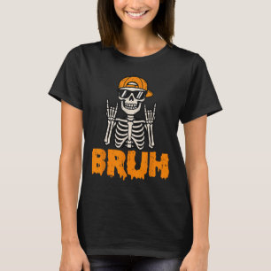 Bruh Rocker Skeleton Funny Halloween Costume Men B T-Shirt