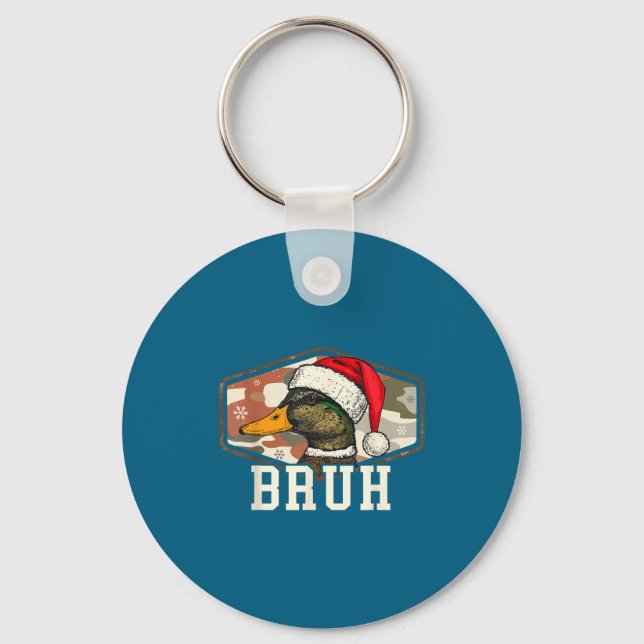 Bruh Santa Duck Hunting Camo Hat Men Women Kids Xm Key Ring (Front)