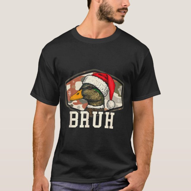 Bruh Santa Duck Hunting Camo Hat Men Women Kids Xm T-Shirt (Front)