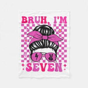 Bruh seven 7 7th birthday girls groovy 7 years old fleece blanket