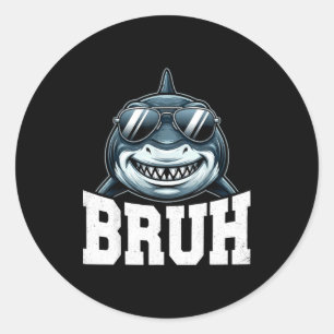 Bruh shark meme classic round sticker