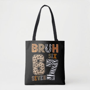 Bruh Six Seven 67 Meme Wild Animal Print Streetwea Tote Bag