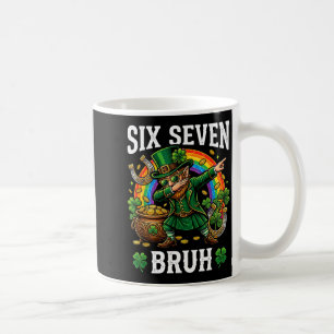 Bruh six seven dabbing leprechaun st patricks day coffee mug