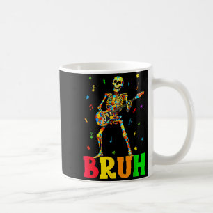Bruh skeleton guitar player rock music autism coffee mug