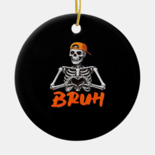 Bruh Skeleton Hand Heart Halloween Costumes Men Cl Ceramic Ornament