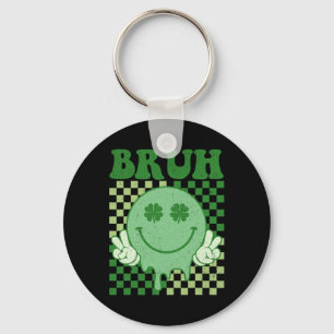 Bruh Smile Face Groovy St. Patrick's Day Men Boy K Key Ring