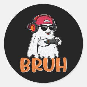 Bruh Spooky Boo Halloween Costume Gamer Gaming Men Classic Round Sticker