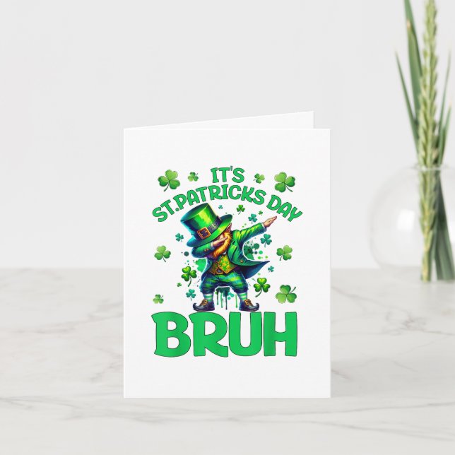 Bruh St Patricks Day Holiday Card (Front)