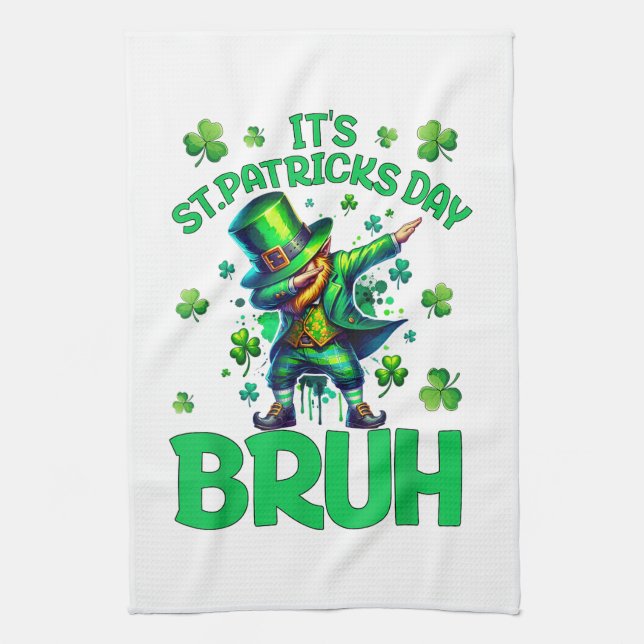 Bruh St Patricks Day Tea Towel (Vertical)