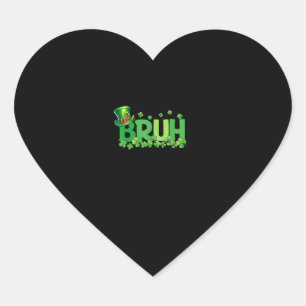 Bruh St Patricks Day Teens Boys Kids Saint Patrick Heart Sticker