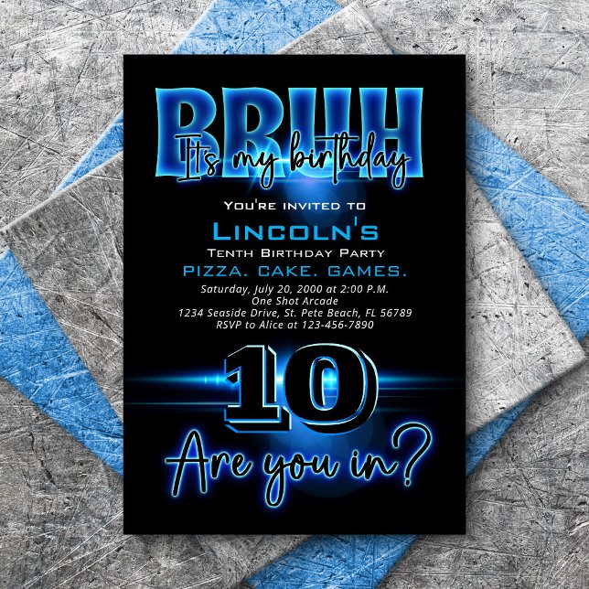 Bruh Teen Boy Birthday Invitation (Creator Uploaded)