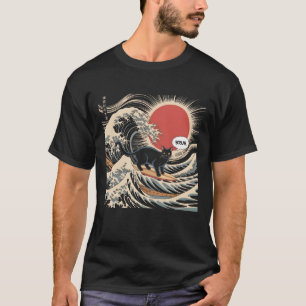 BRUH The Great Wave Kanagawa Japanese Surfing Cat T-Shirt